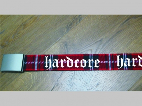 Hardcore -  červeno-bielo-čierny textilný opasok " Škótske káro " so zapínaním na posuvnú kovovú pracku